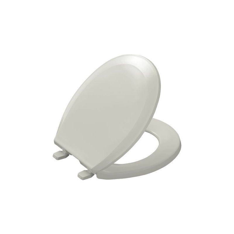 Gray Kohler K-4662-56 Q2 Round Closed-Front Toilet Seat with Quick-Release and Qu Tender Grey Color Lustra