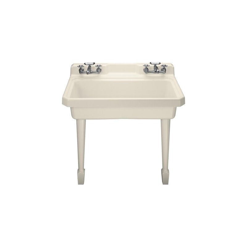 Kohler K 6607 4 47 Almond Harborview Self Or Wall Mount Kohler K 6607 4 47 Almond Harborview Self Or Wall Mount Utility Sink With Four Hole Faucet Drilling Two Holes On Both Sides Of Com