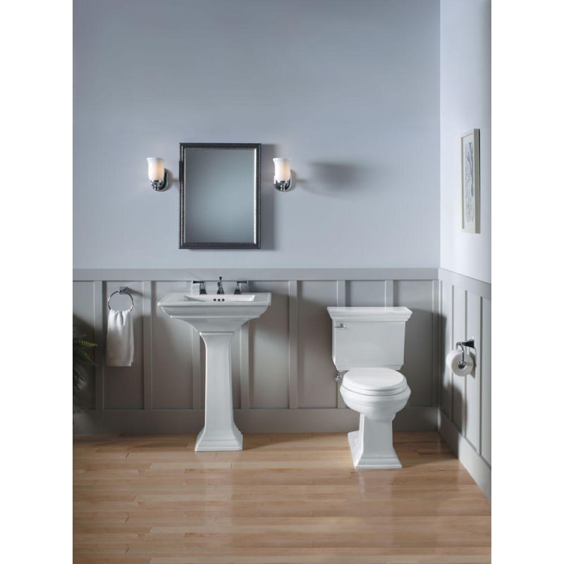 Kohler K-3817-96 Biscuit Memoirs Stately 1.28 GPF Two-Piece Elongated  Comfort Height Toilet with AquaPiston Technology Seat Not Included 