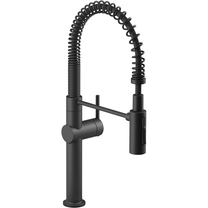 Kohler K-22973-BL Matte Black Crue Semi-Professional Single Hole Kitchen  Faucet with Three-Function Spray Head - FaucetDirect.com