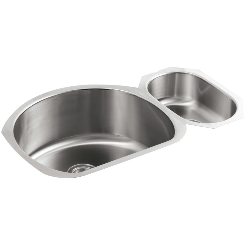 Kohler K 3099 Na Stainless Steel Undertone 35 Double Basin Under Kohler K 3099 Na Stainless Steel Undertone 35 Double Basin Under Mount 18 Gauge Kitchen Sink With Silentshield Faucet Com