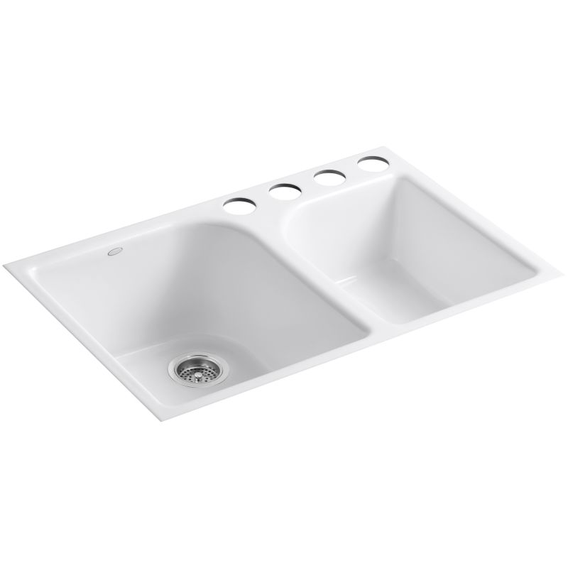 Kohler K 5931 4u 0 White Executive Chef 33 Double Basin Under Mount Kohler K 5931 4u 0 White Executive Chef 33 Double Basin Under Mount Enameled Cast Iron Kitchen Sink Faucet