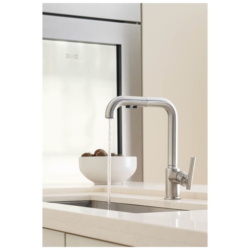Kohler K-7505-VS Vibrant Stainless Purist 1.5 GPM Single Hole Pull Out  Kitchen Faucet 