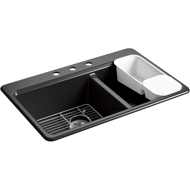 Black Black Kohler K-8669-3A2-7 Riverby Kitchen Sink 