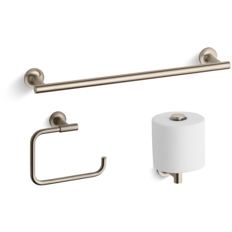 Kohler Purist Good Accessory Pack 2 BN Brushed Nickel Purist 18 Towel Bar Towel Ring and Tissue Holder Faucet