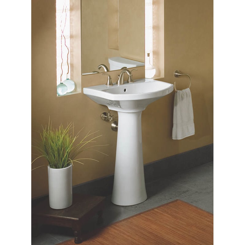 Kohler K 2362 8 0 White Cimarron Pedestal Bathroom Sink With 8 Widespread Faucet Holes Faucetdirect Com