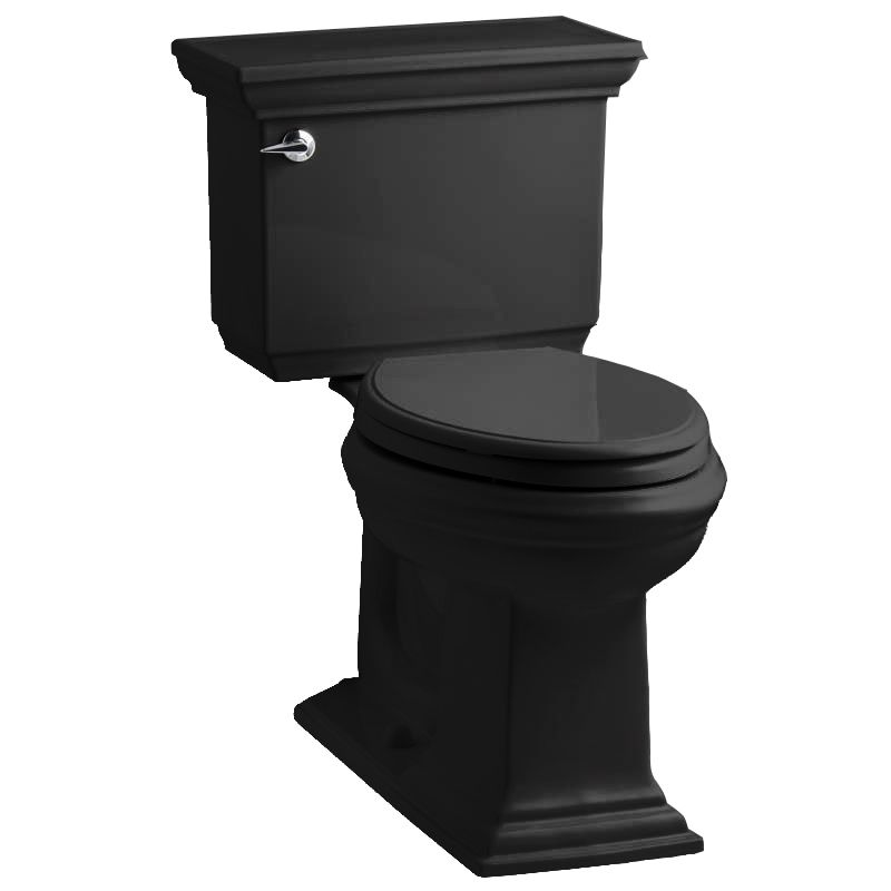 Kohler K-3817-7 Black Black Memoirs Stately 1.28 GPF Two-Piece Elongated  Comfort Height Toilet with AquaPiston Technology Seat Not Included 