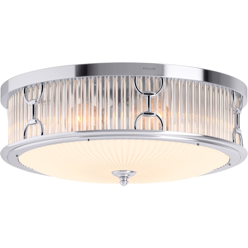 KOHLER Terret 15 in. 3-Light Vibrant Polished Nickel Flush Mount