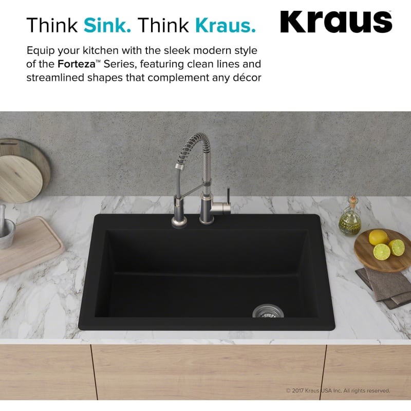 Kraus Kgd 54grey Grey Forteza 33 Composite Granite Kitchen Sink For Undermount Or Countertop Installation Strainer Oven Mitt And Trivet Included Faucet Com - Kraus Forteza Sink Accessories Kraus Kgd 54grey Grey Forteza 33 Composite Granite Kitchen Sink For Undermount Or Countertop Installation Strainer Oven Mitt And Trivet Included Faucet Com - Kraus Forteza Sink Accessories