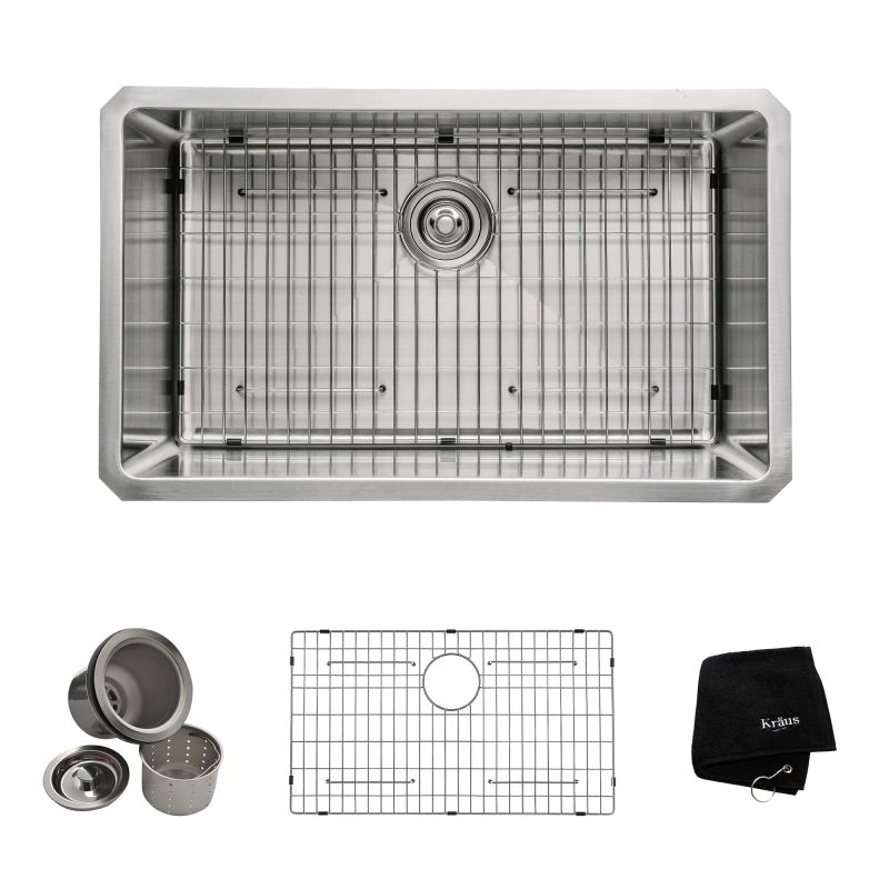 Kraus Khu100 30 R20 Stainless Steel Single Basin 16 Gauge Kraus Khu100 30 R20 Stainless Steel Single Basin 16 Gauge Kitchen Sink For Undermount Installations Rack And Basket Strainer