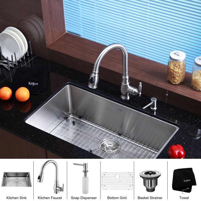 Kraus Khu100 32 Kpf2150 Sd20 Stainless Steel Kitchen Combo 32