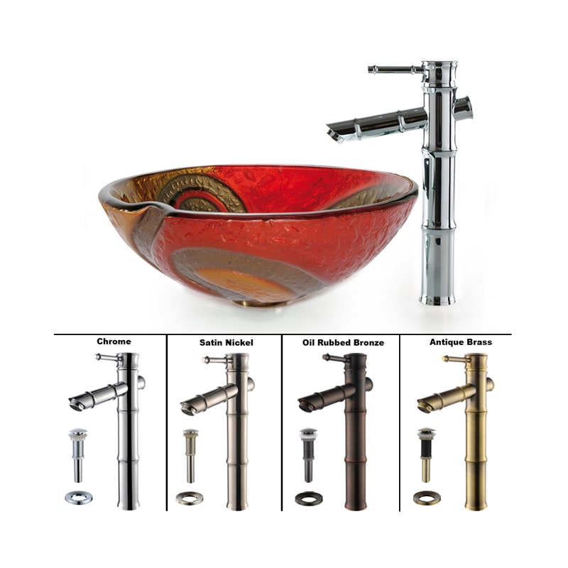 Solid Brass Bathroom Sink Pop Up Drain Vessel Faucet Copper Color 