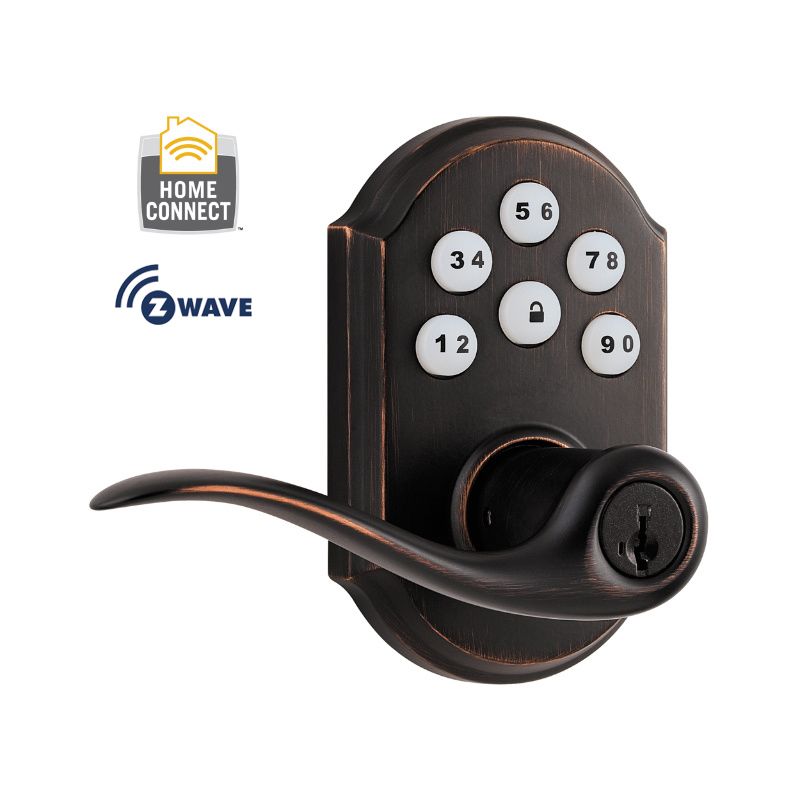 Kwikset CP912TNLZW500-11PS Venetian Bronze Tustin Electronic Keyless Keypad  Door Lever Set with Z-Wave Technology