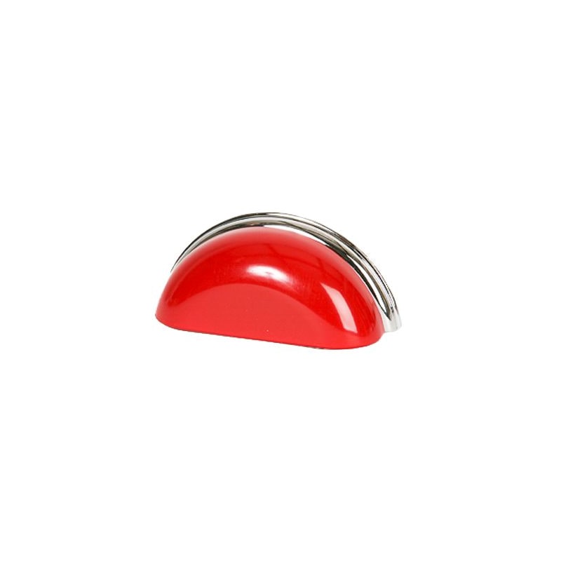 Lews Hardware 29-506 Candy Red / Polished Chrome Metal Bin Pull 3  