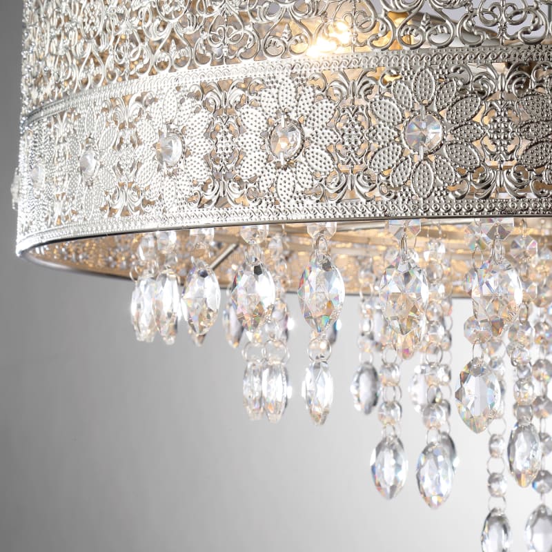 Lite Source LS 5495 Polished Nickel Masura 18 Wide Semi Flush Drum Ceiling Fixture LightingDirect