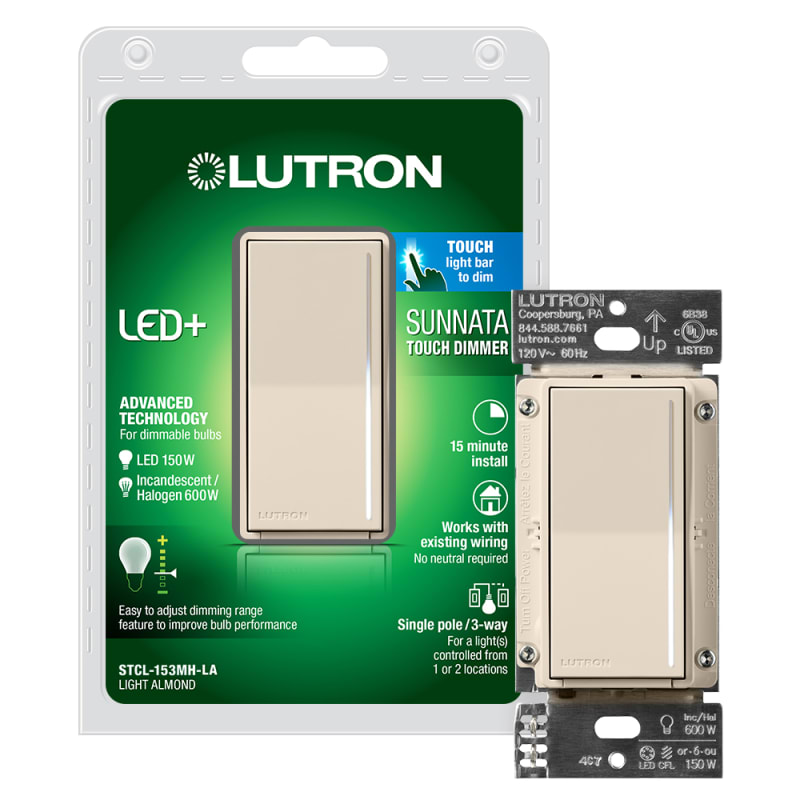 Lutron STCL 153M LA Gloss Light Almond Sunnata 1.25 Ampere Incandescent LED Dimmer LightingDirect