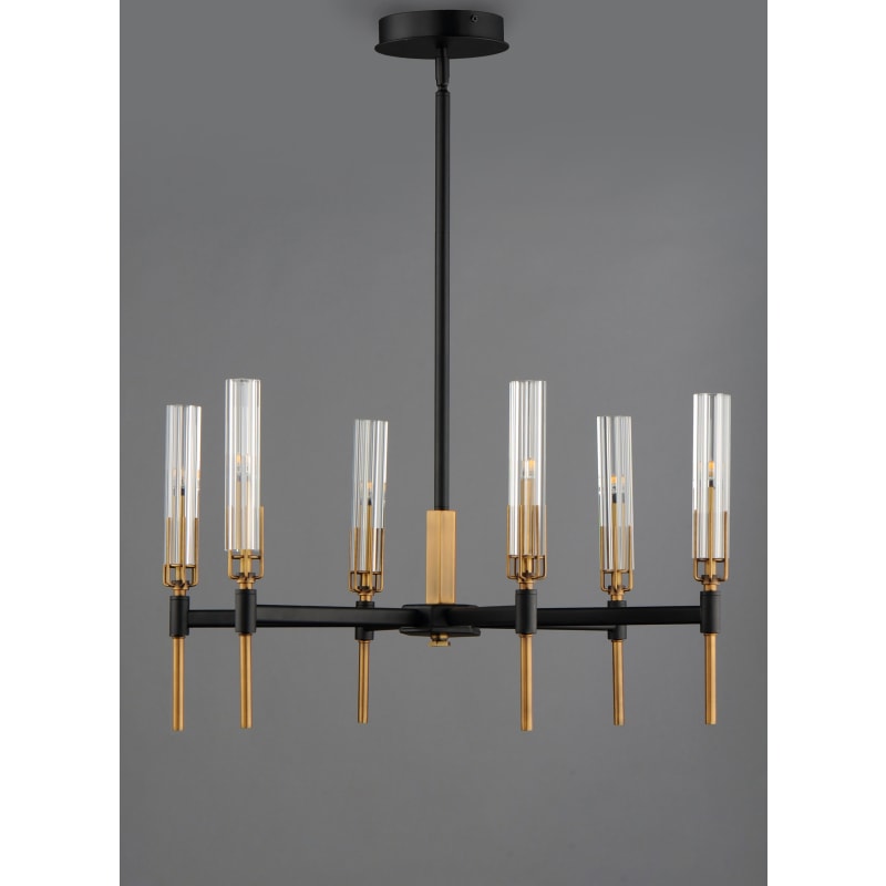 Maxim 16125CLBKAB Black Antique Brass Flambeau 6 Light 25 Wide Chandelier LightingDirect