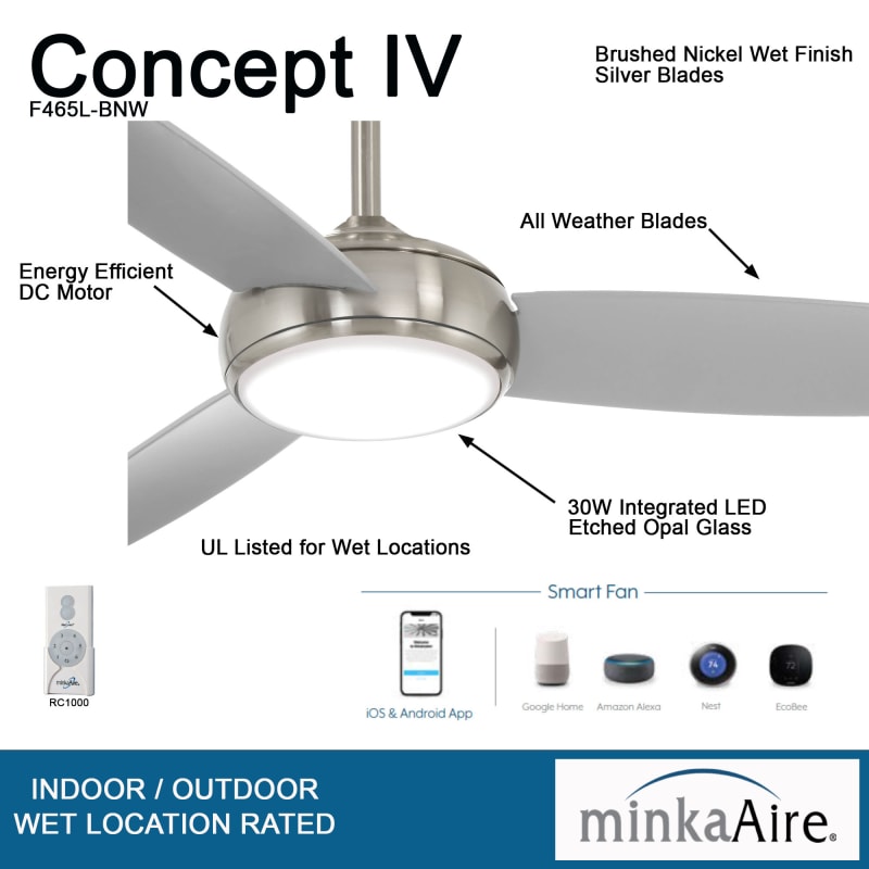 Outdoor Smart Led Ceiling Fan With, Wink Compatible Ceiling Fan
