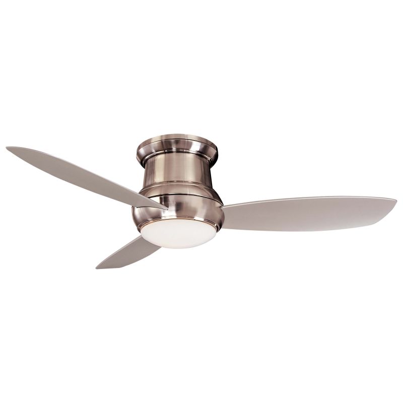 Minkaaire F574 Bnw Brushed Nickel 3, 24 Inch Flush Mount Ceiling Fan With Light