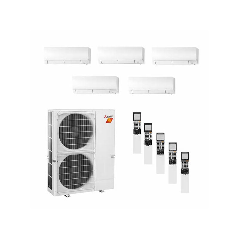 Mitsubishi M5H48H0606061212 N/A 48000 BTU Cooling / 54000 BTU Heating 18.9  SEER 208/230 Volt Five Zone Mini Split Package with Wall Mount Evaporators  - VentingDirect.com