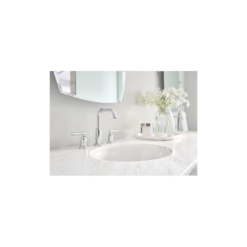 Moen Gibson widespread bathroom faucet with pop up drain and rough in