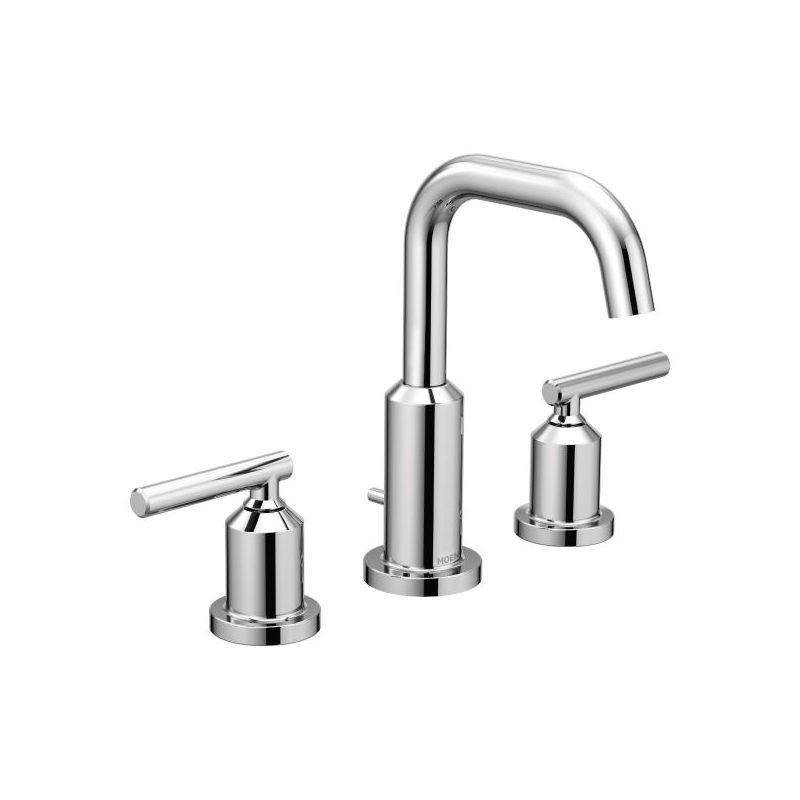 Moen T6142BL Matte Black Gibson Widespread Bathroom Sink Faucet Includes Pop Up Drain Trim Less Rough In Faucet