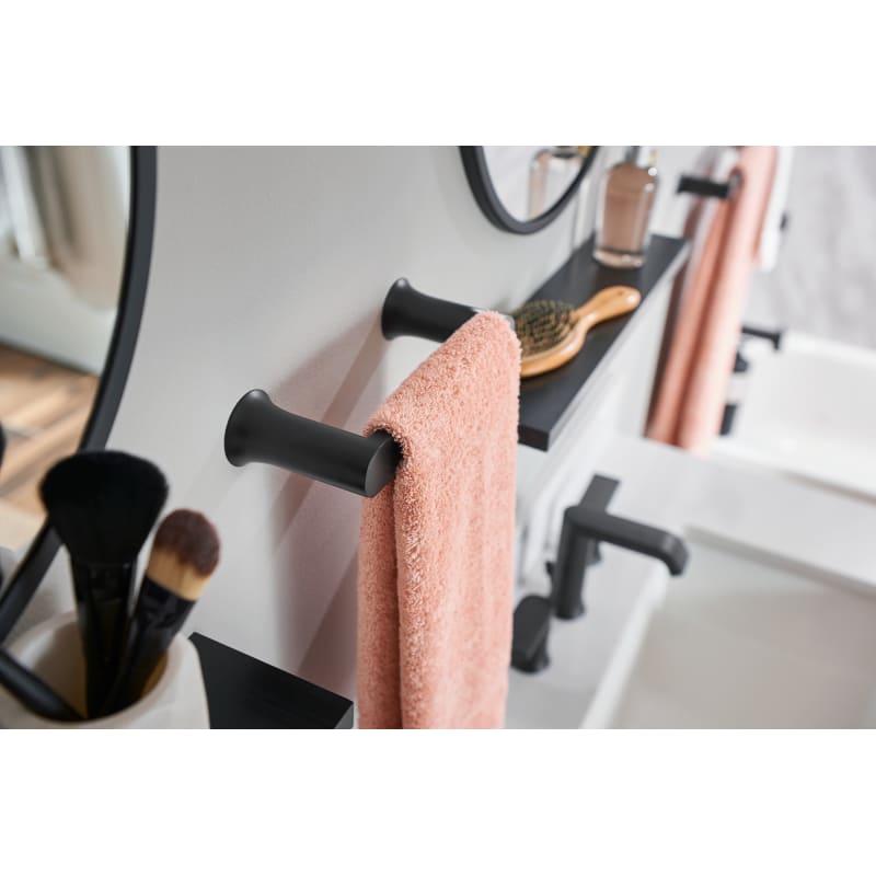 Moen T6708BL Matte Black Genta LX 1.2 GPM Widespread Bathroom Faucet with Pop Up Drain Trim Less Valve FaucetDirect