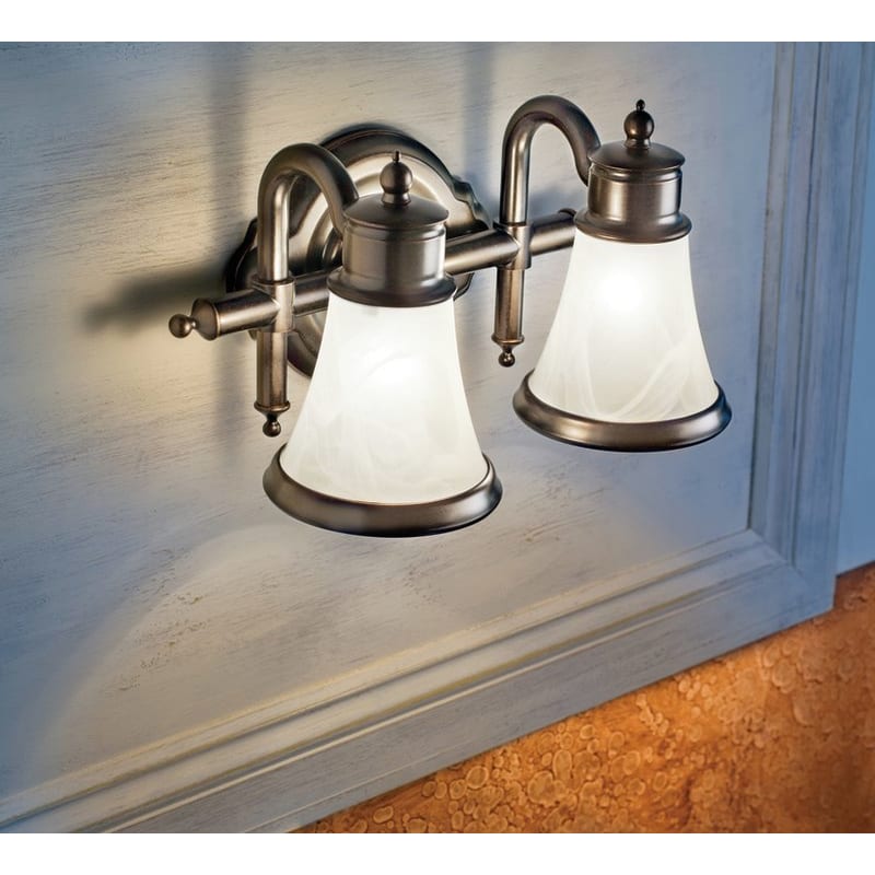 Moen YB9863BN Brushed Nickel Waterhill 22 Wide Victorian 3 Light Bathroom Fixture FaucetDirect