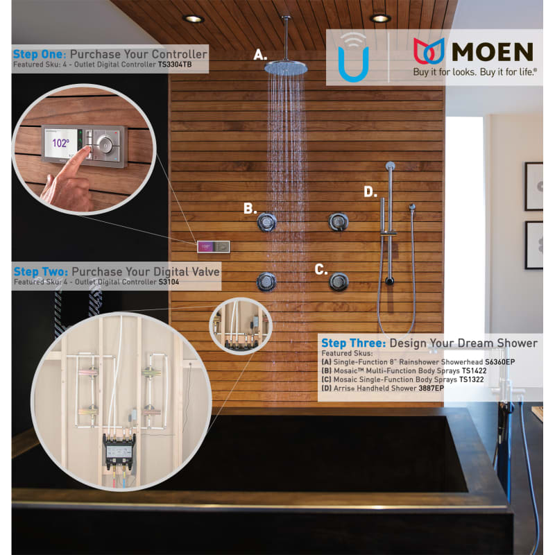 Pらんま1/2VIA Moen Smart Shower Digital Shower Backup Battery Kit with 6 D