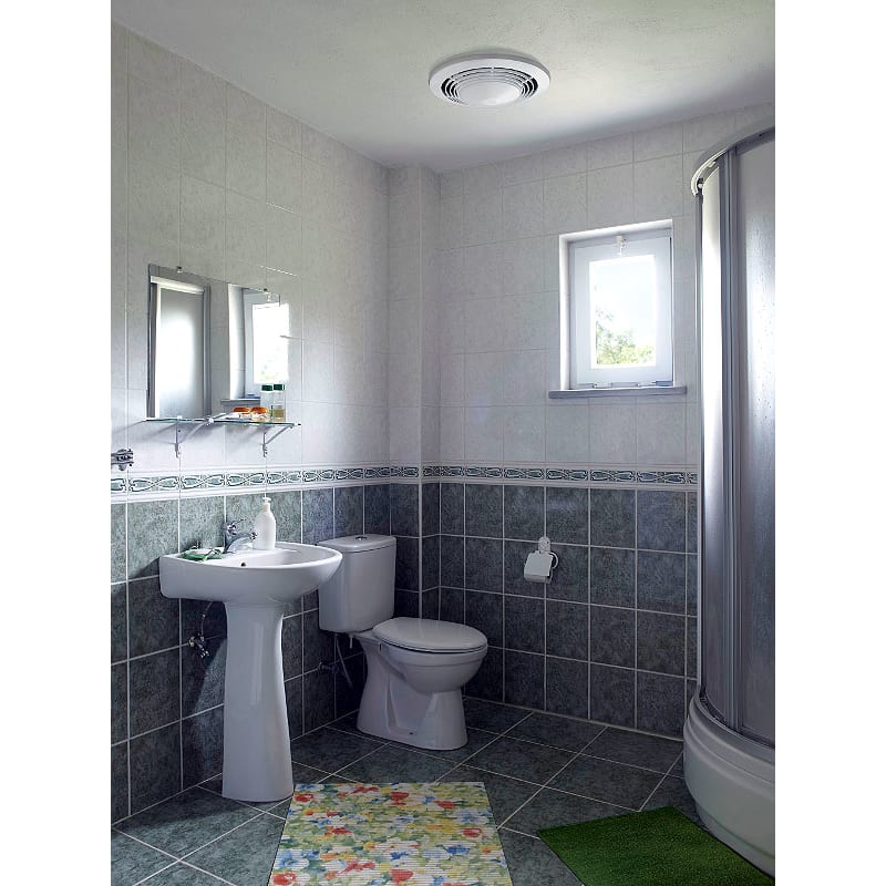 NuTone 9093WH White 70 CFM 3.5 Sone Ceiling Mounted HVI Certified Bath Fan with Light Heater and Night Light LightingDirect