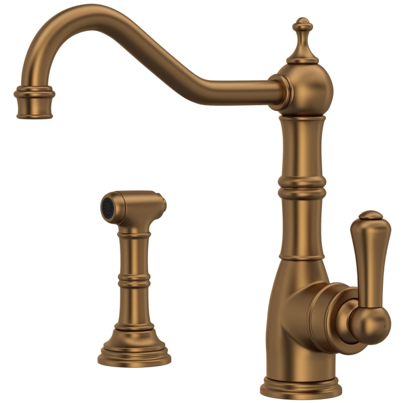 Perrin & Rowe Edwardian Single Hole Single Handle Bathroom Faucet - Unlacquered  Brass with Metal Lever Handle