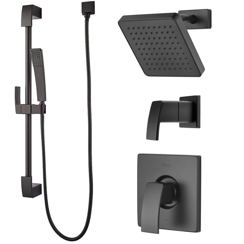 Pfister Bk89 7dfb Matte Black Kenzo Shower System With Valve Trim Pfister Bk89 7dfb Matte Black Kenzo Shower System With Valve Trim Head Hand Slide Bar And Diverter Faucet Com