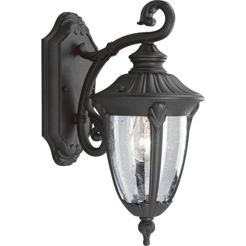 Progress Lighting P5820 31 Textured Black Meridian 1 Light 15 Tall Progress Lighting P5820 31 Textured Black Meridian 1 Light 15 Tall Outdoor Wall Sconce With Clear Seeded Gl Shade Faucet