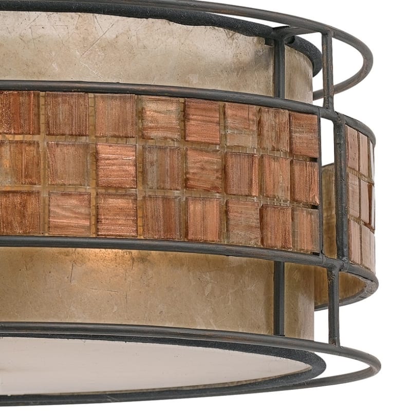 Quoizel MC842CRC Renaissance Copper Laguna 3 Light Drum Pendant with Oyster  Mica And Mosaic Tile Shade - LightingDirect.com