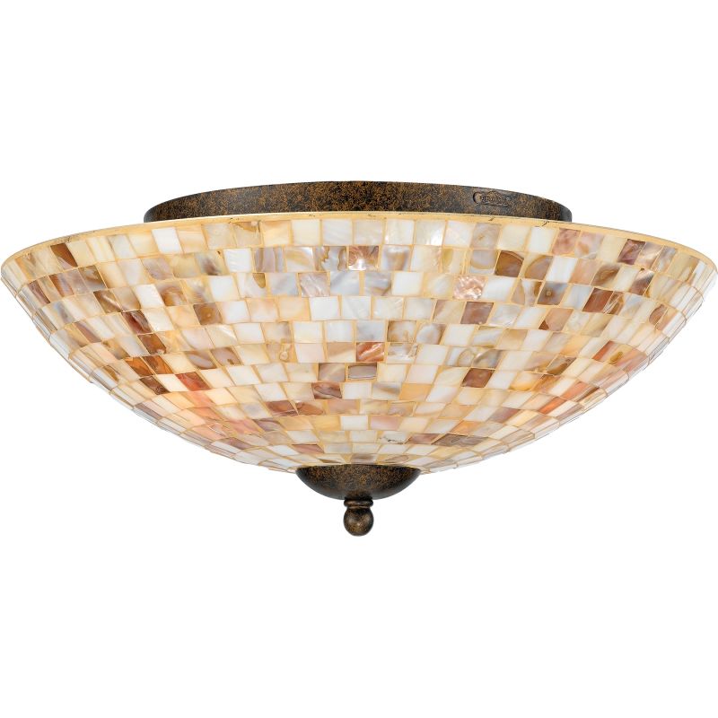 Quoizel My1613ml Malaga Monterey Mosaic 3 Light 16 Wide Flush Mount Quoizel My1613ml Malaga Monterey Mosaic 3 Light 16 Wide Flush Mount Ceiling Fixture With Pen Shell Shade Faucet Com