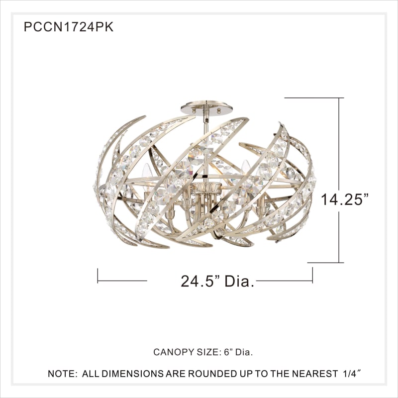 ナチュラリープラス Quoizel PCCN1724PK Polished Nickel Crescent 6 Light 25
