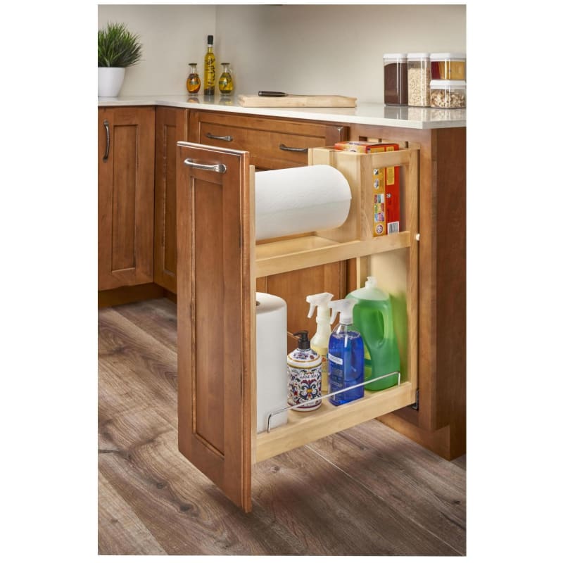 Rev A Shelf 448PTH BCSC 8C Maple Wood Classics 8 3 4 Wood Base Cabinet Paper Towel Pull Out Organizer with Soft Close PullsDirect