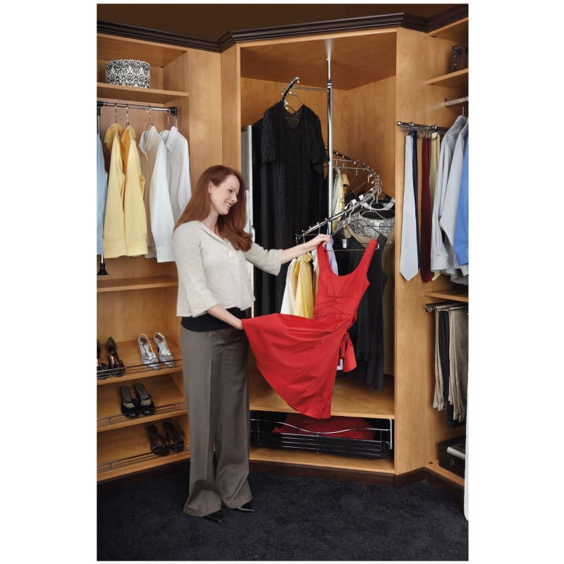 Rev A Shelf SHR 3684 Chrome Classic Closet 72 Tall Spiral Clothes Hanging System for Custom Closet Systems PullsDirect