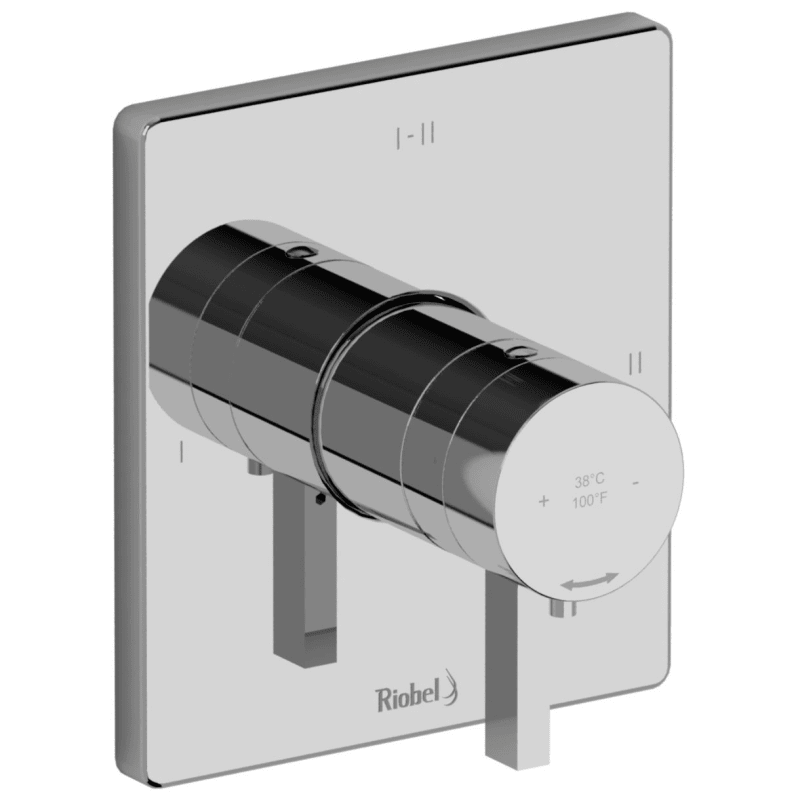 Riobel Tpftq23c Chrome Profile Dual Function Thermostatic Valve Trim Only With Single Lever Handle And Integrated Diverter Less Rough In Faucet Com
