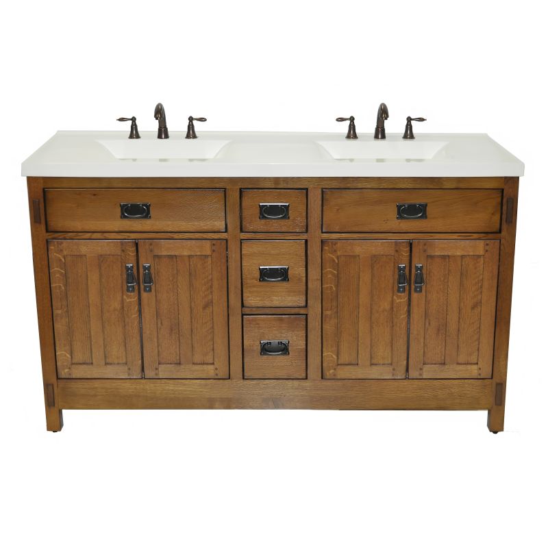 Sagehill Designs Ac6021dn Rustic Oak American Craftsman 60 Sagehill Designs Ac6021dn Rustic Oak American Craftsman 60 Vanity Cabinet Only Faucet Com