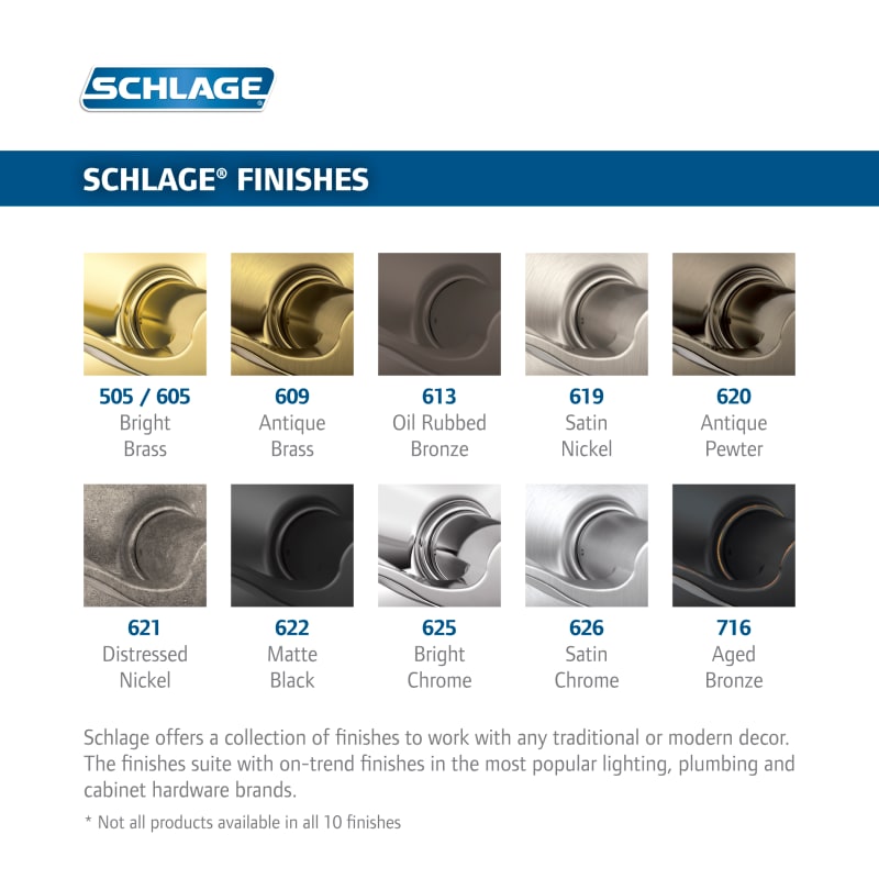 Schlage F10ELA625CEN Polished Chrome Elan Passage Door Lever Set