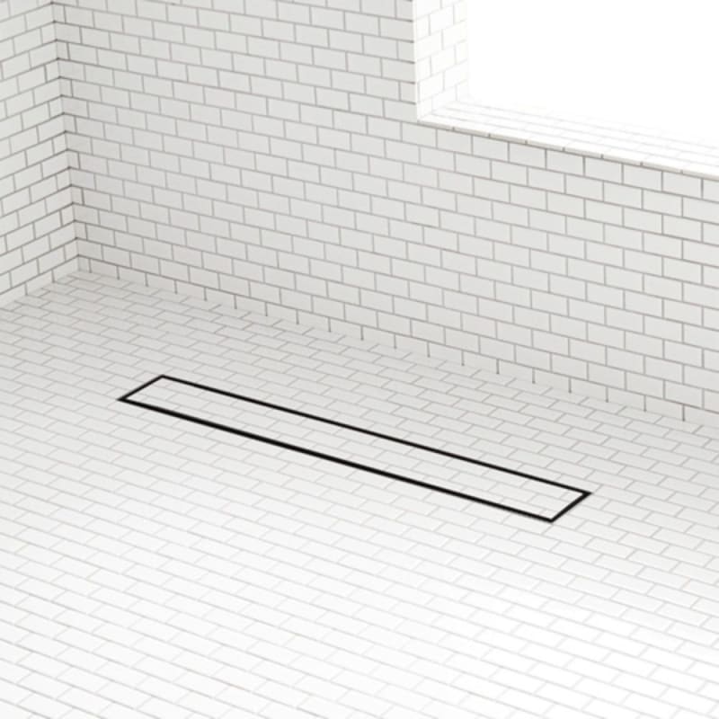 Signature Hardware 443314 Matte Black Cohen 24 Tile Insert Linear Shower Drain with Flange Faucet
