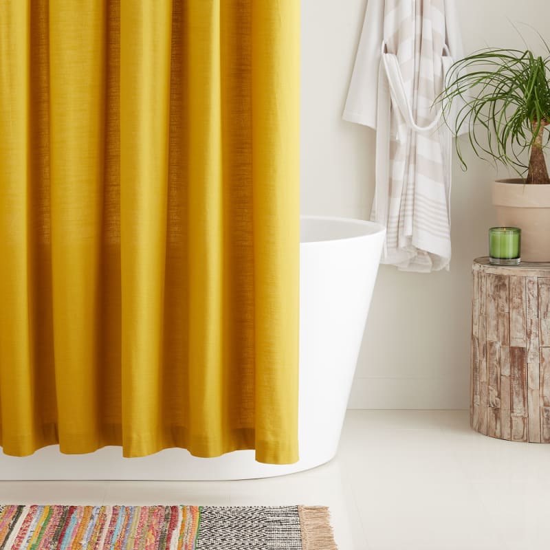 Signature Hardware 447121 Mustard Yellow 72 X 84 Cotton Shower Curtain Faucet Com Signature Hardware 447121 Mustard, Mustard Shower Curtain