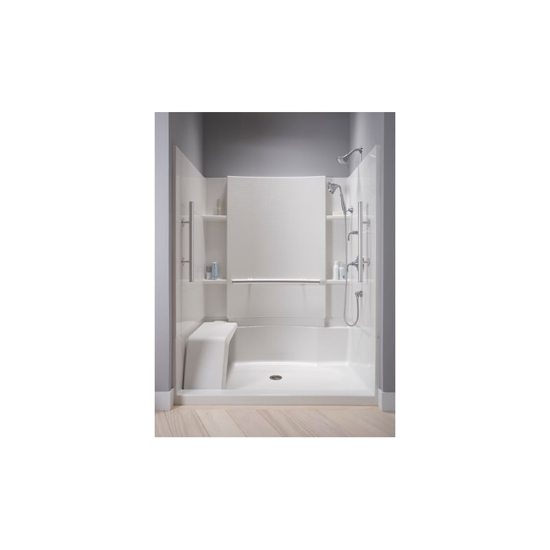 Sterling 72290103 0 White 60 x 36 Complete Seated Shower with Grab Bars from the Accord Series FaucetDirect