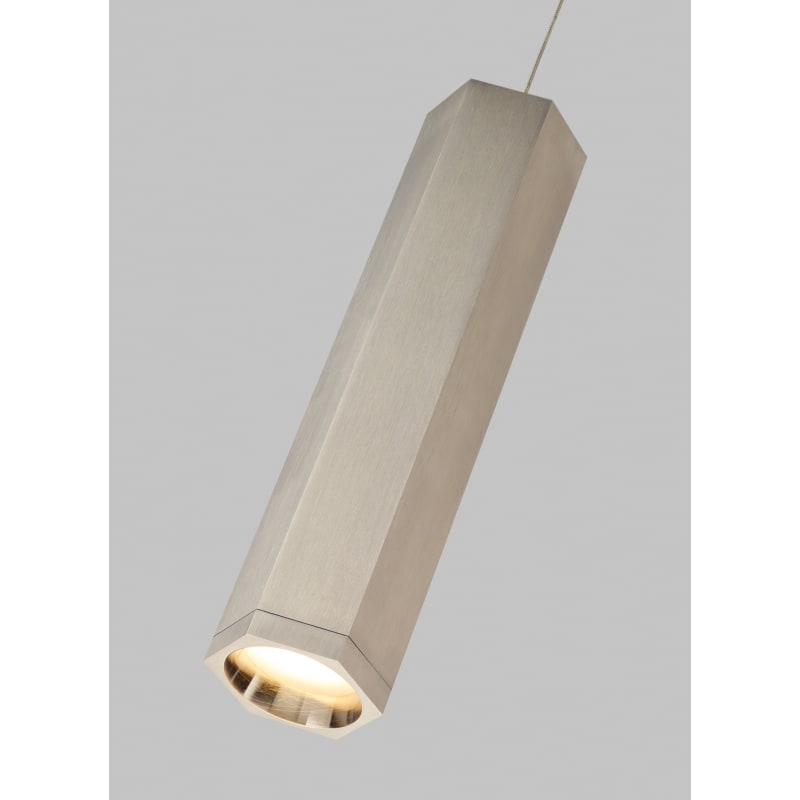 Tech Lighting 700MPBLKLWS Matte White Shade with Satin Nickel Finish Blok Single Light 22 1 2 High Monopoint Pendant with a Hexagonal Metal Shade LightingDirect