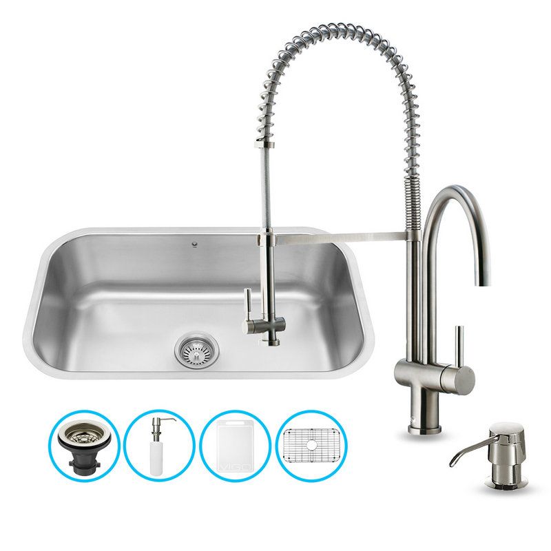 Vigo Vg15281 Stainless Steel 30 Single Basin Undermount Kitchen Vigo Vg15281 Stainless Steel 30 Single Basin Undermount Kitchen Sink With Dresden Finish Faucet Soap Dispenser Rack