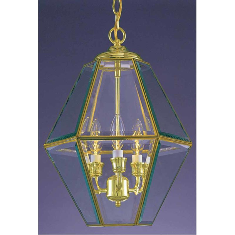 Volume Lighting 5021 2 Polished Brass 3 Light 1 Tier Chandelier with Clear Beveled Glass Shade LightingDirect