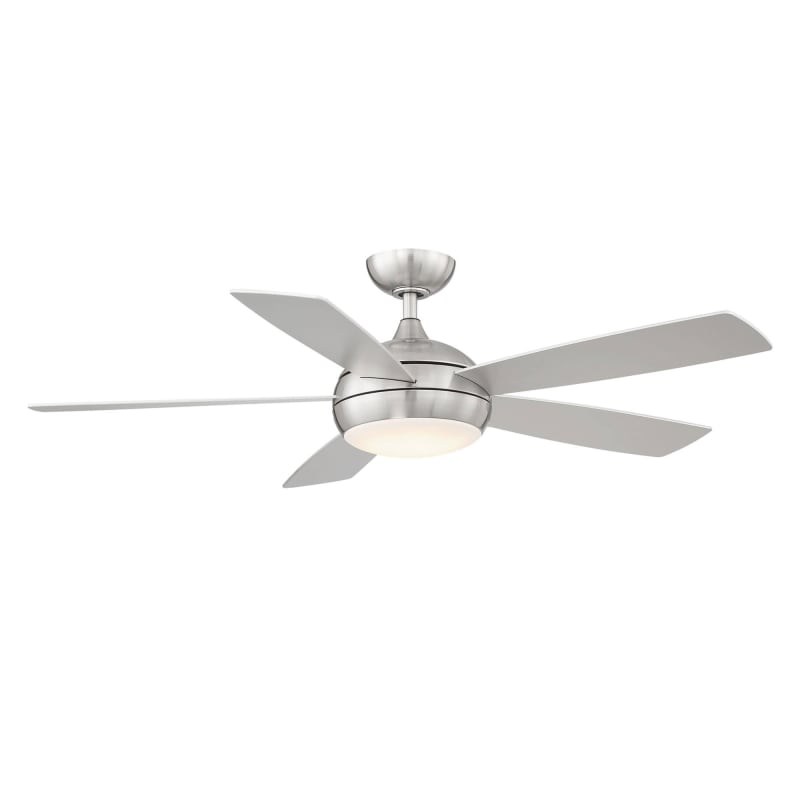 Wac Lighting F 005l Bn Brushed Nickel Odyssey 52 5 Blade Indoor Outdoor Smart Led Ceiling Fan With Remote Control Lightingdirect Com - Short Drop Ceiling Fan With Light