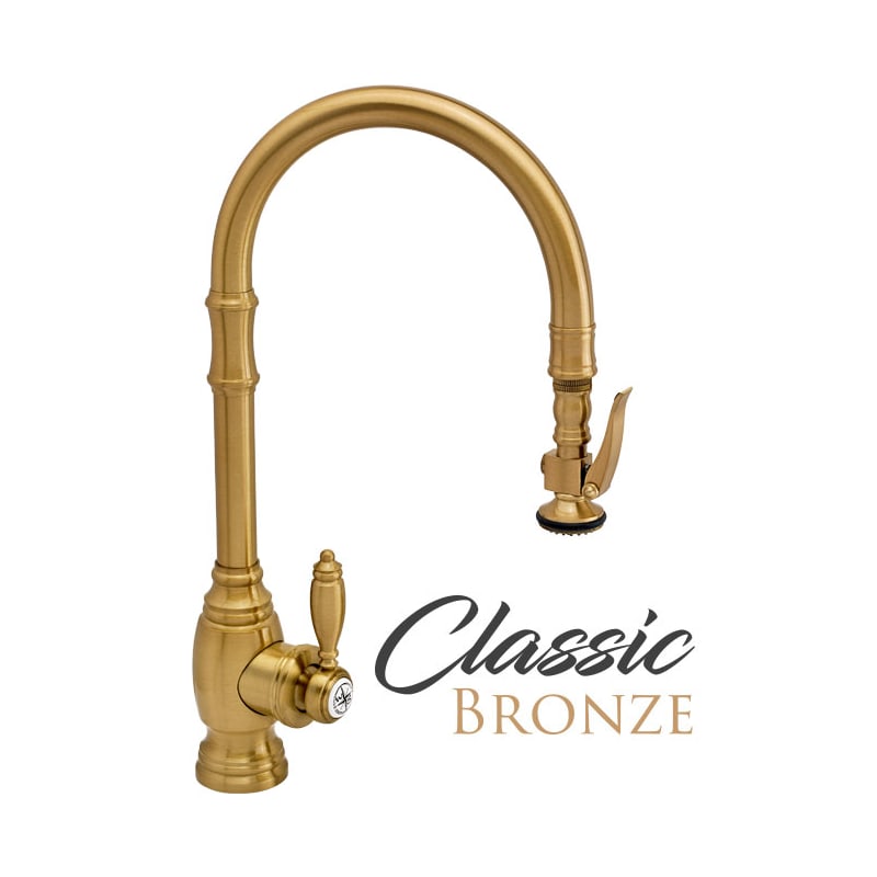 Waterstone 5500-4-CLZ Classic Bronze Annapolis 1.75 GPM Single Hole  Extended Reach Pull Down Kitchen Faucet with Lever Handle Includes Soap  Dispenser, Air Switch, and Air Gap