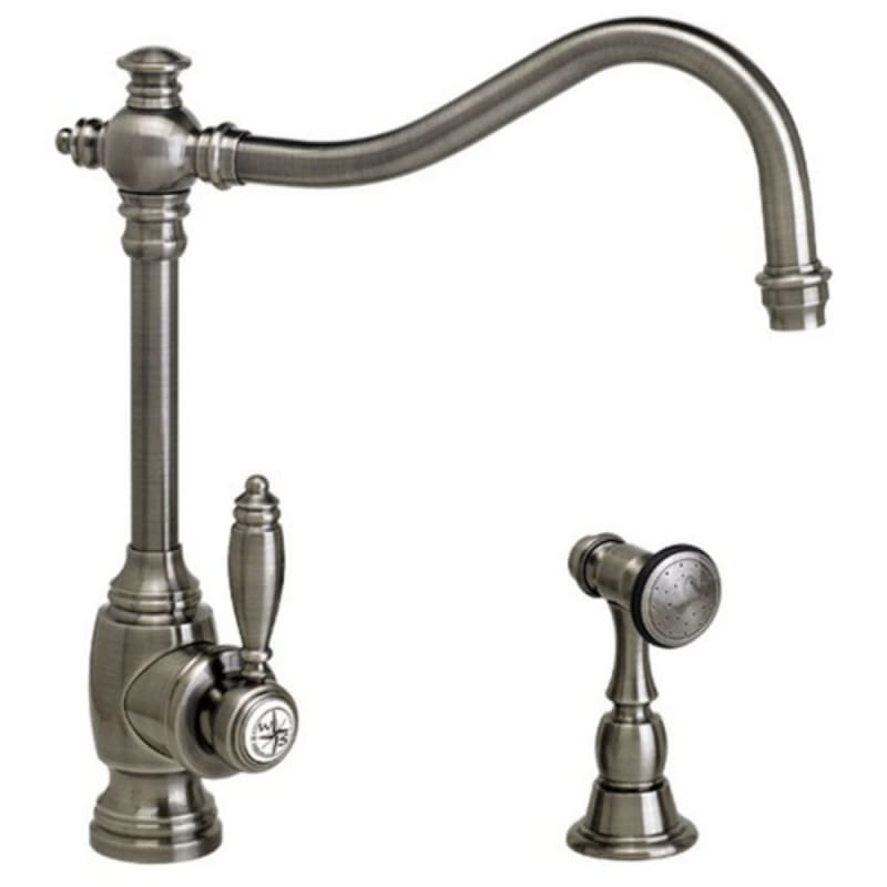 Waterstone 4200 1 Ap Antique Pewter 1 75 Gpm Single Hole Kitchen Faucet Includes Side Spray Faucet Com